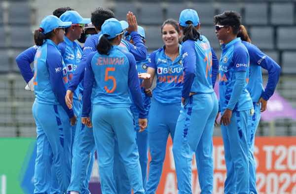 India enters Finals of Women's Asia Cup 2022 beating Thailand by 74 Runs. PC: CREIMAS