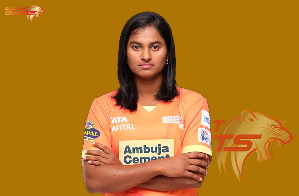 Dayalan Hemalatha for Gujarat Giants in WPL. PC: Female Cricket