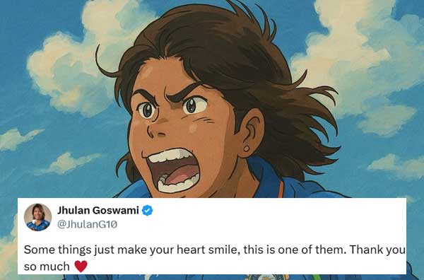Female Cricket's Ghibli Studio Recreation of Jhulan Goswami Has Her Impressed