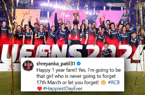 Shreyanka Patil recalls RCB's title-winning glory a year ago today