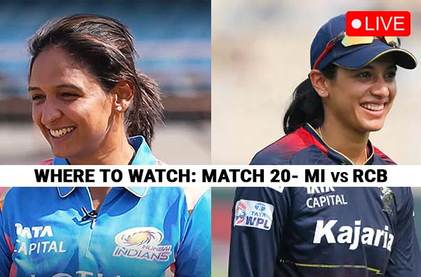 Where to Watch Match 20 of WPL 2025 – Mumbai Indians vs Royal Challengers Bengaluru? Live Streaming Details